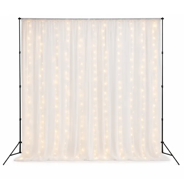 Backdrop doorzichtig met lichtjes voor bij de photobooth