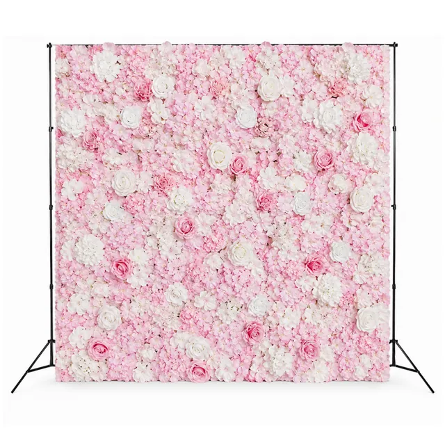 Backdrop roze bloemen voor bij de photobooth