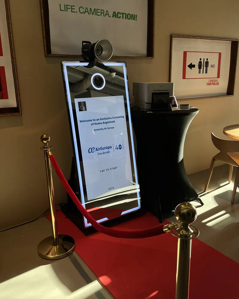 Photobooth met startscherm van Air Europa