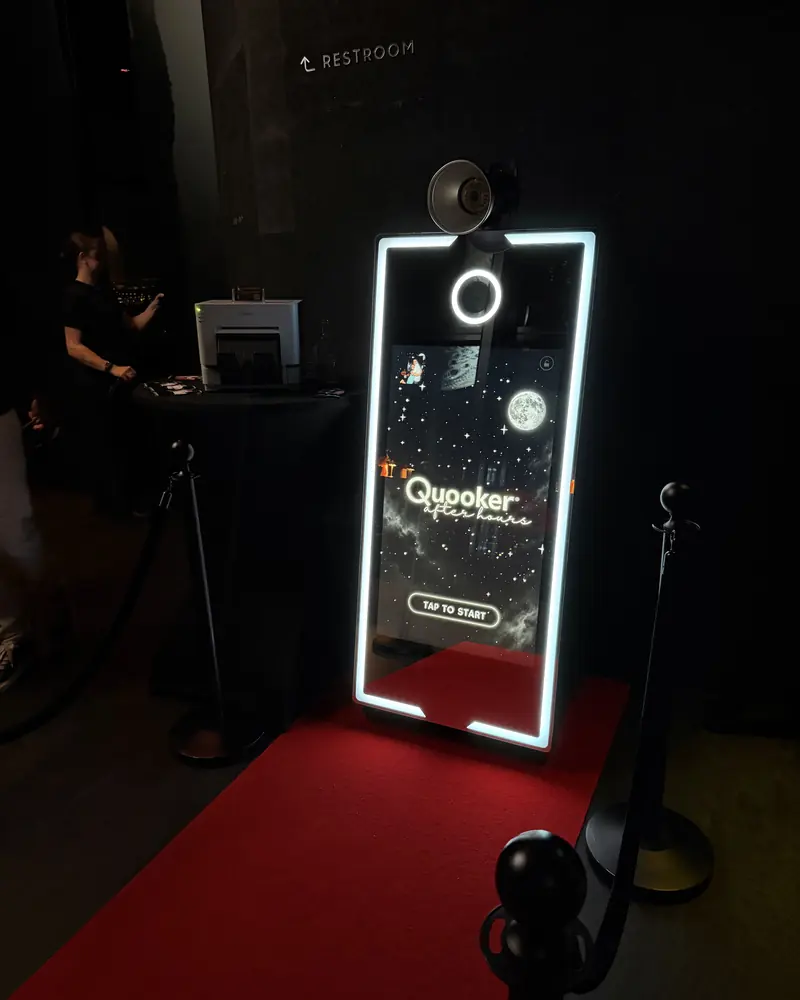 Photobooth met startscherm in de huisstijl van Quooker