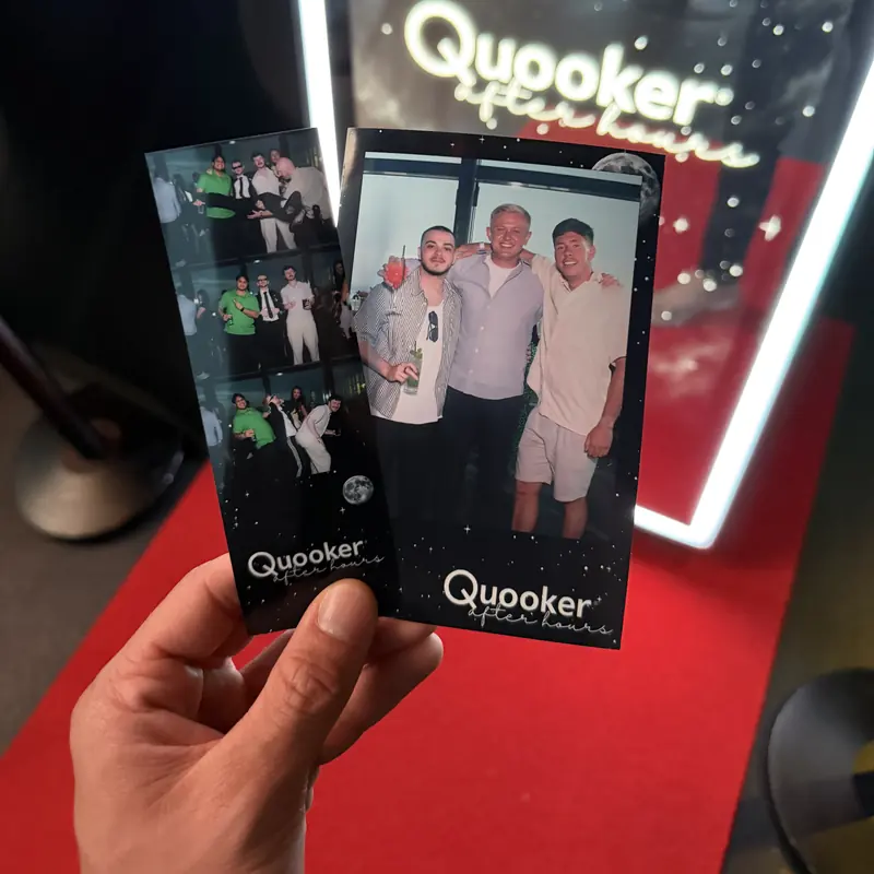 Geprinte fotostrip in de huisstijl van Quooker
